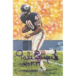 Picture of Denver Autographs 13161 Chicago Bears Gale Sayers Autographed Goal Line Art Card with HOF 1977, Blue
