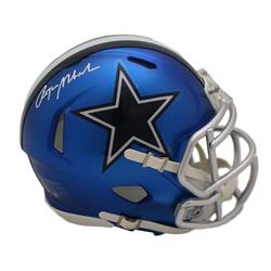 Picture of DenverAutographs 13339 Roger Staubach Autographed Dallas Cowboys Blaze JSA Mini Helmet