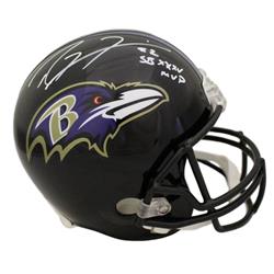 Picture of DenverAutographs 15473 Ray Lewis Autographed Baltimore Ravens SB MVP JSA Replica Helmet