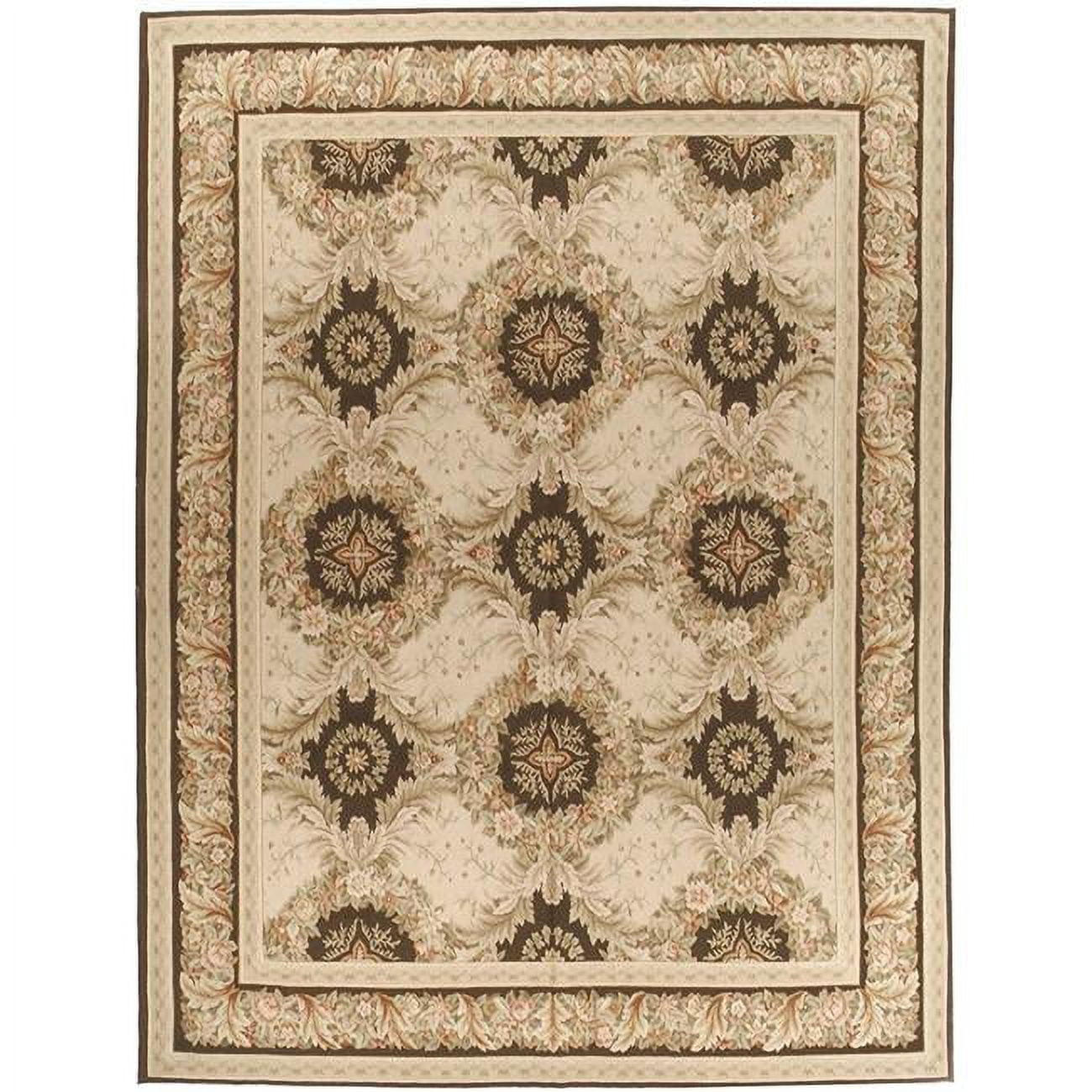 Picture of Due Process Stable Trading Aubusson Gueret Pink & Brown Area Rug&#44; 9 x 12 ft.