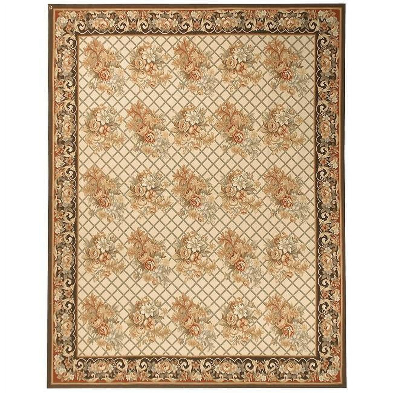 Picture of Due Process Stable Trading Aubusson Lyon Ivory & Charcoal Round Area Rug&#44; 14 x 14 ft.