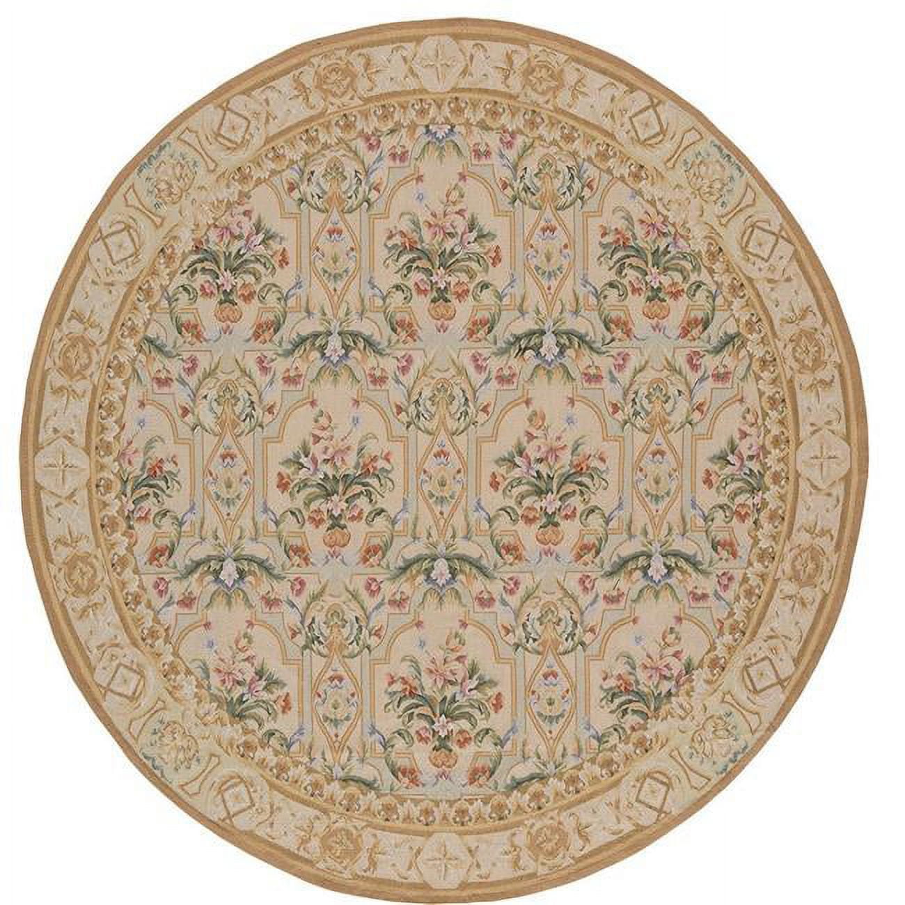 Picture of Due Process Stable Trading AU1GUERPI0CR010RO 10 x 10 ft. Aubusson Gueret Round Area Rug&#44; Pink & Cream