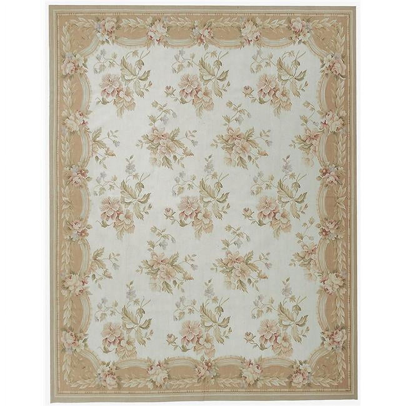 Picture of Due Process Stable Trading Aubusson Belfort Ivory & Peach Square Area Rug&#44; 12 x 12 ft.