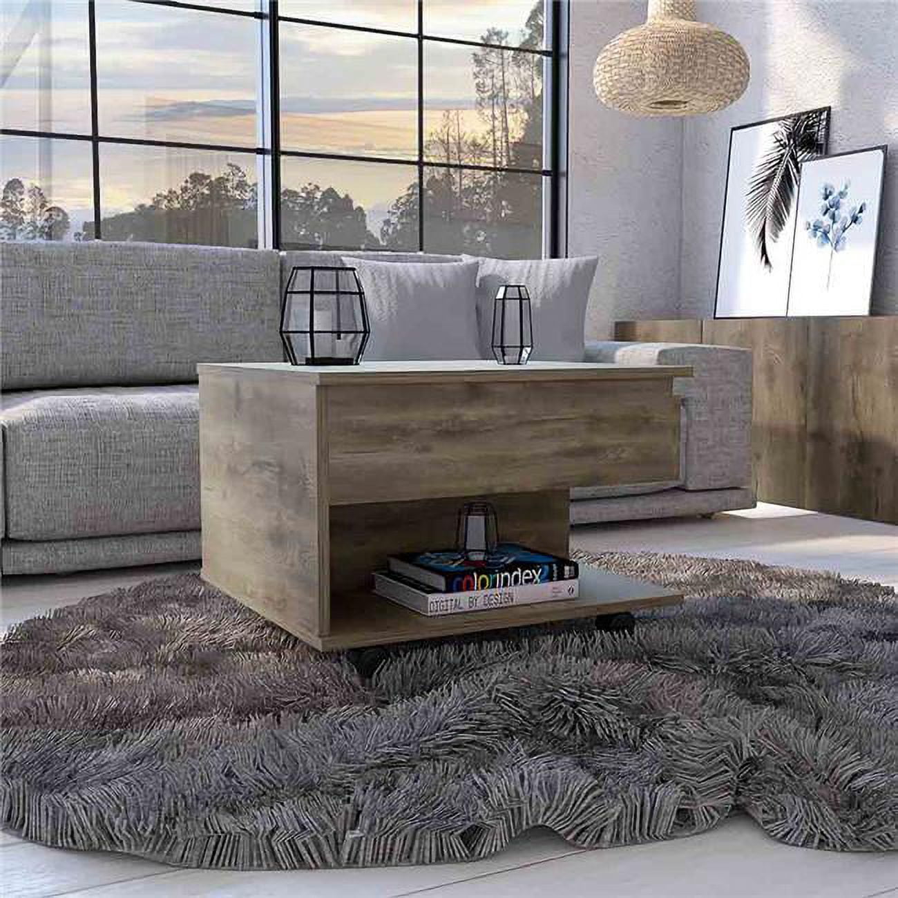 Babel Lift Top Coffee Table, Dark Brown -  KD Marco de la cama, KD3473488