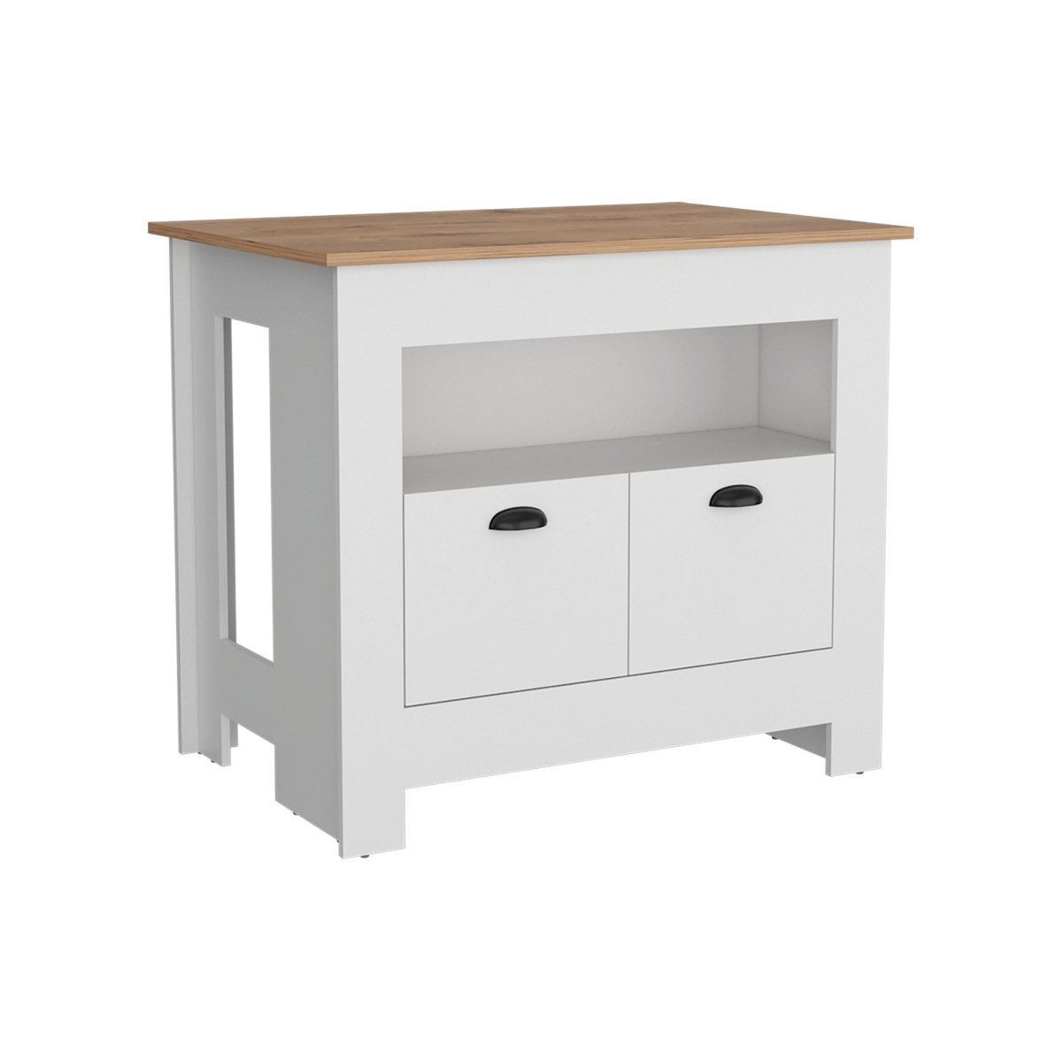 Picture of Depot E-Shop  DE-IBM9041 Floyd 35&apos; H Kitchen Island&#44; whit  2 doors&#44; 3 shelves&#44; White/Macadamia