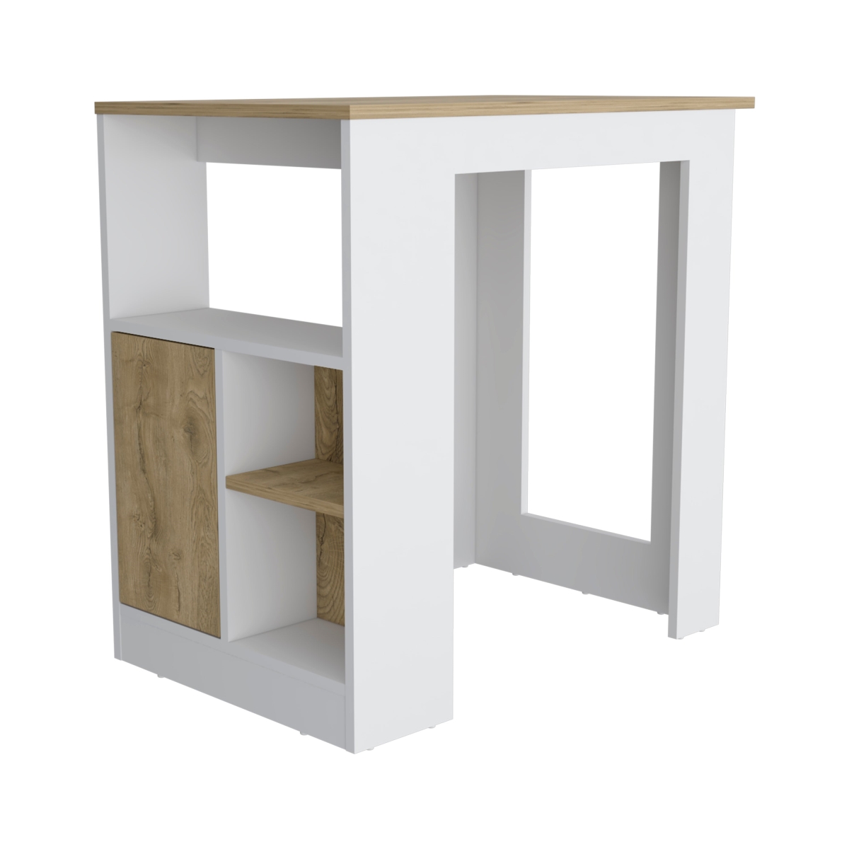 Picture of Depot E-Shop  DE-IBM9011 Masset Kitchen Island with Side Shelve and Push to open Cabinet   White / Macadamia