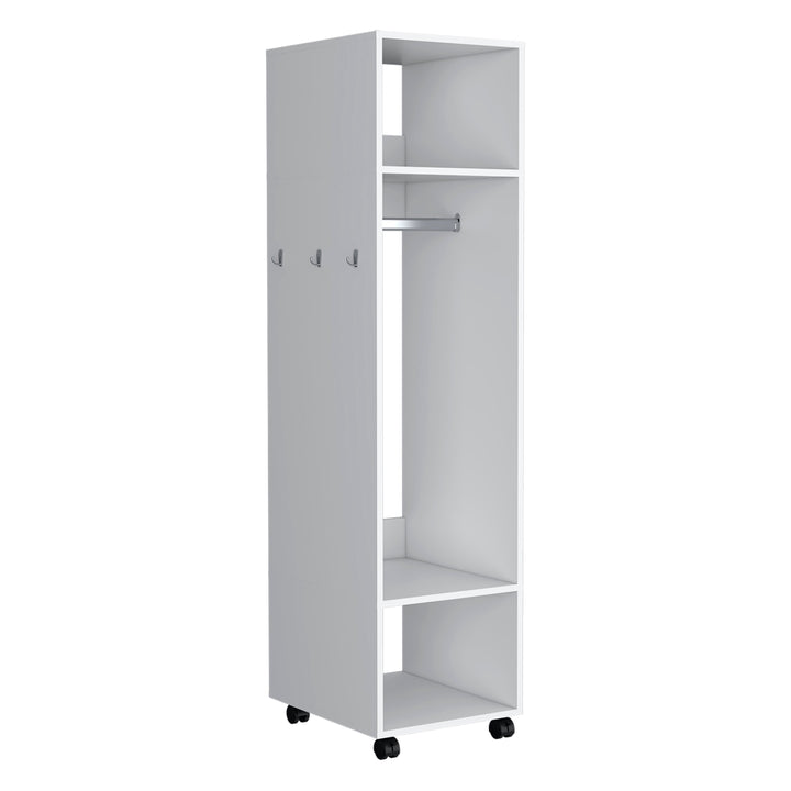 Picture of Depot E-Shop DE-CLB10842 Cordova Armoire with 3 Shelves & 1 Mirror&#44; White