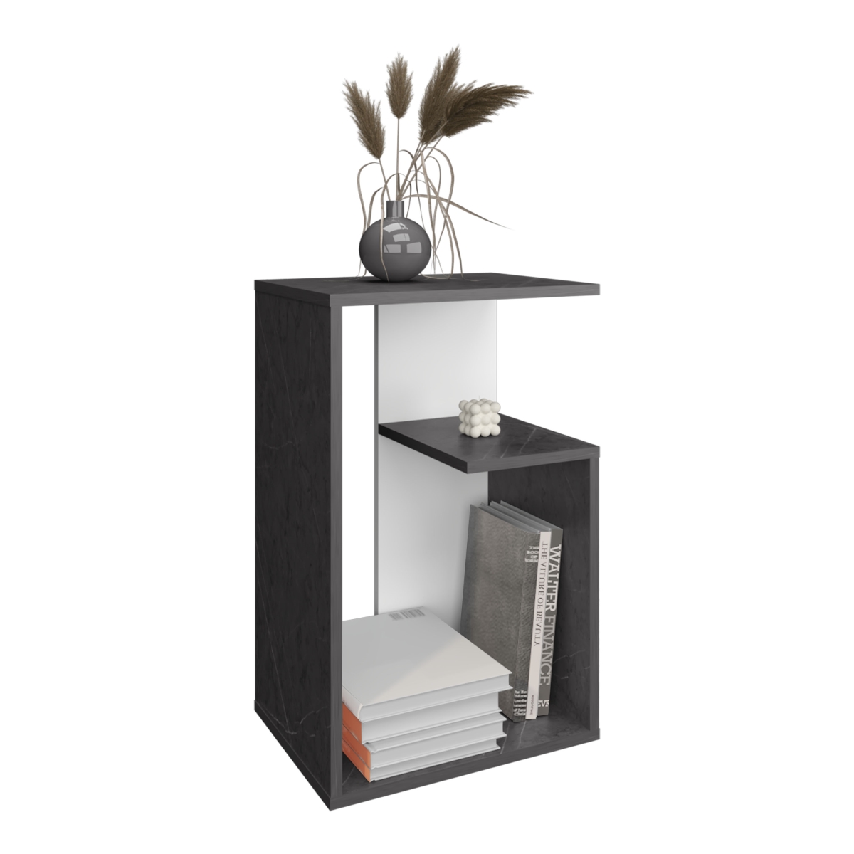 Picture of DEPOT E-SHOP DE-MXB11728 Stebbins Side Table&#44; 2 Shelves&#44; Onyx / White