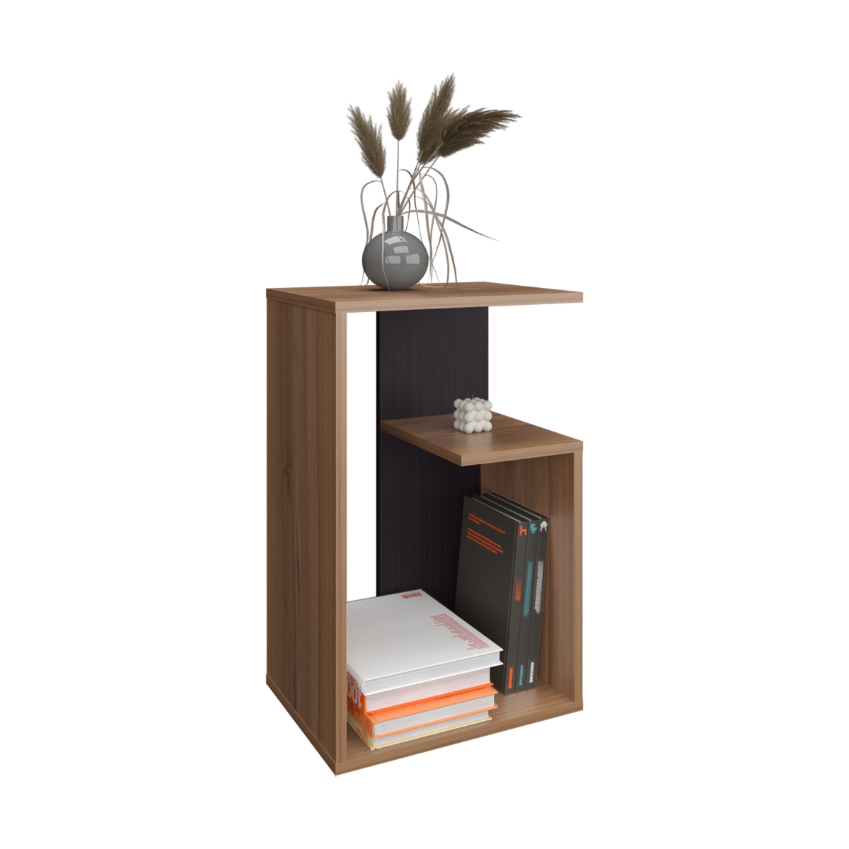 Picture of DEPOT E-SHOP DE-MSW11724 Stebbins Side Table&#44; 2 Shelves&#44; Light Brown / Black Wengue