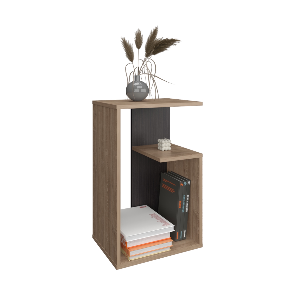 Picture of DEPOT E-SHOP DE-MMW11716 Stebbins Side Table&#44; 2 Shelves&#44; Pine / Black Wengue