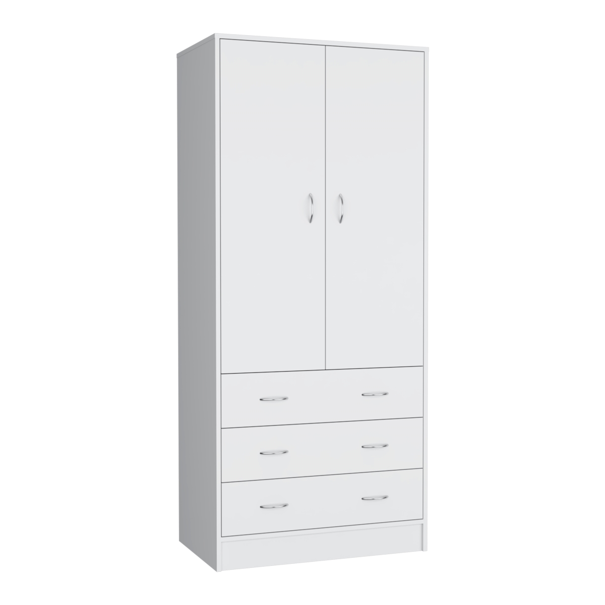 Picture of DEPOT E-SHOP DE-CLB9045 Melfa 71&apos; H Armoire&#44; with 2 doors&#44; 3 drawers and 1 hanging rod&#44; White