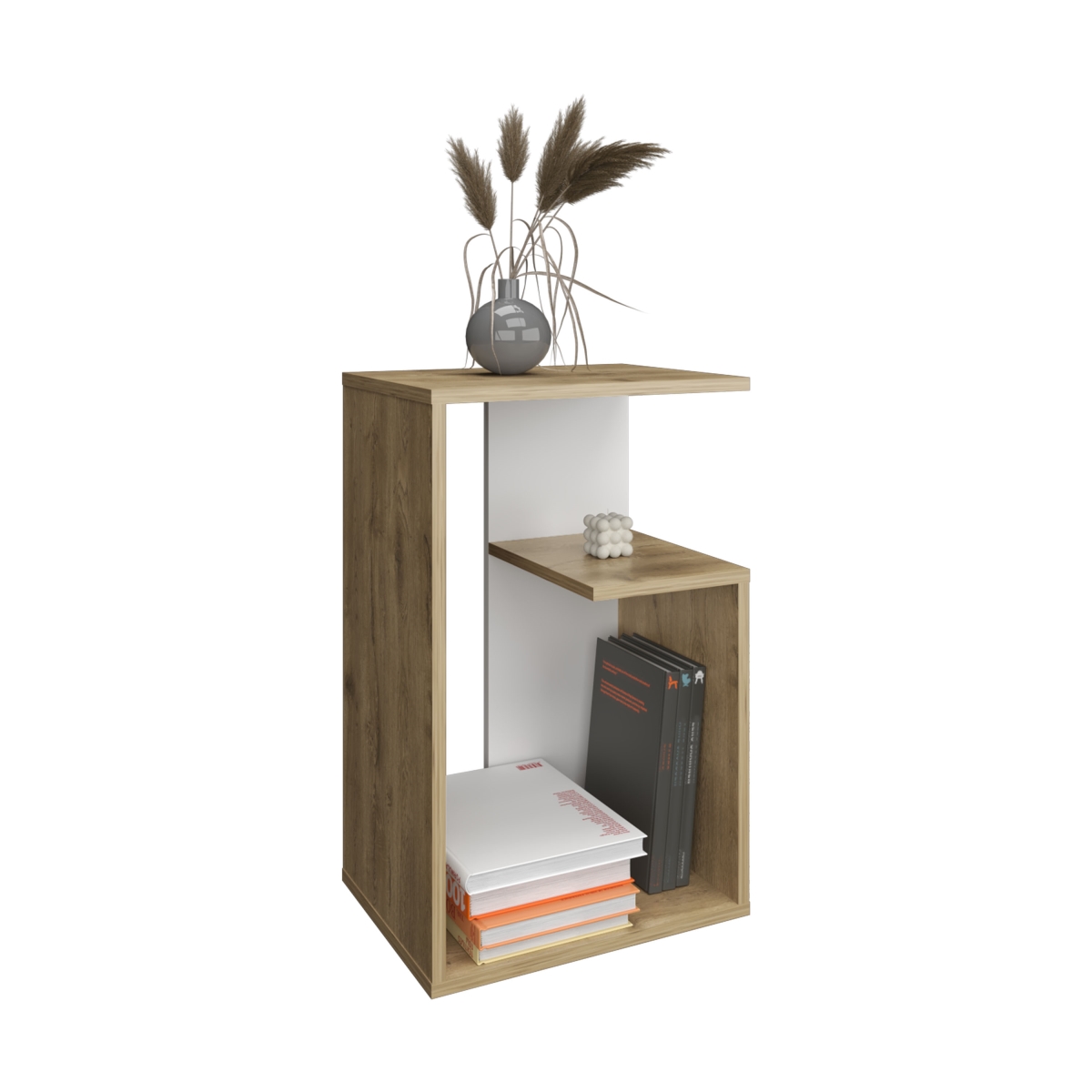 Picture of DEPOT E-SHOP DE-MMB11721 Stebbins Side Table&#44; 2 Shelves&#44; White / Macadamia