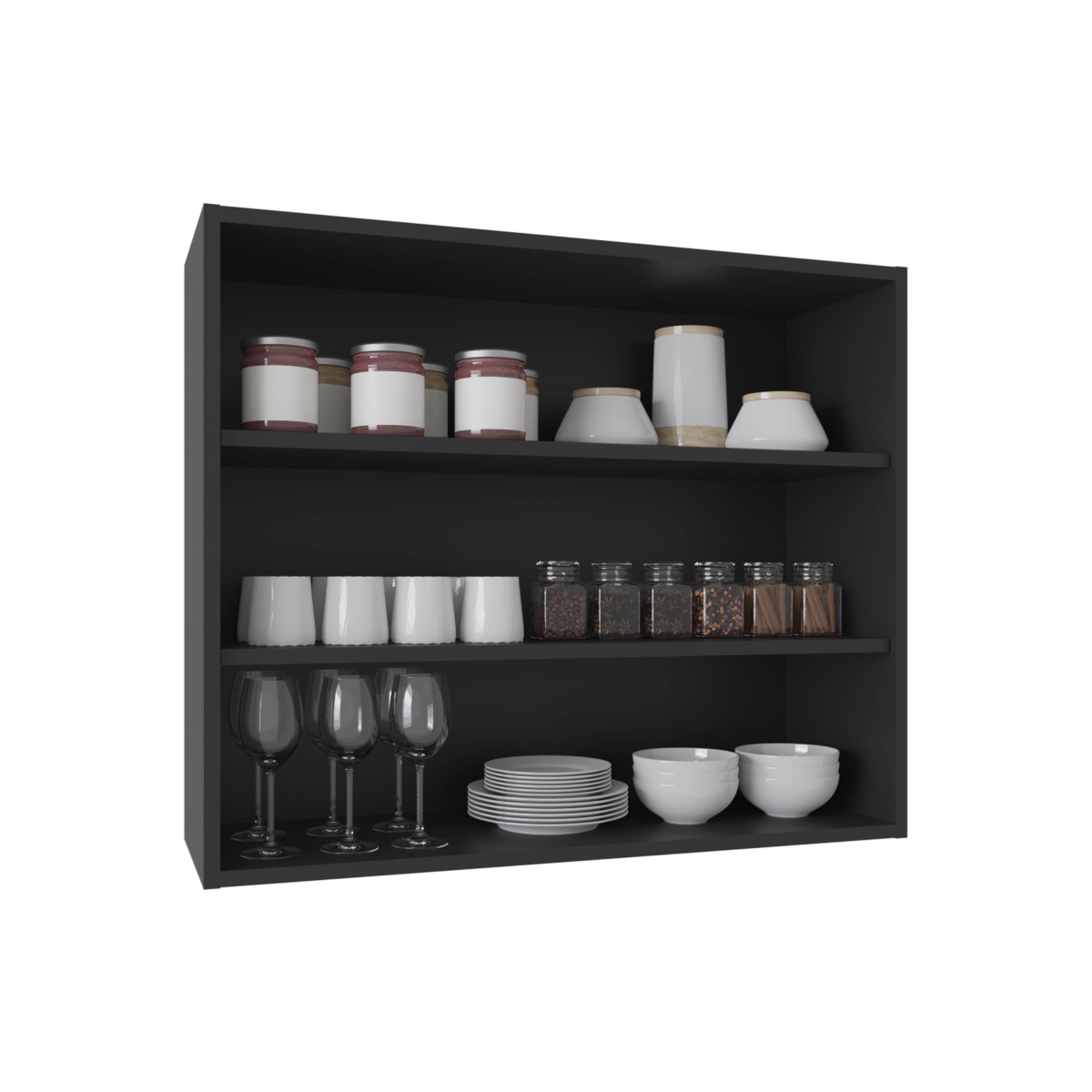 Picture of DEPOT E-SHOP DE-MLW11061 Ida Wall Shelf&#44; 3 Shelves&#44; Black