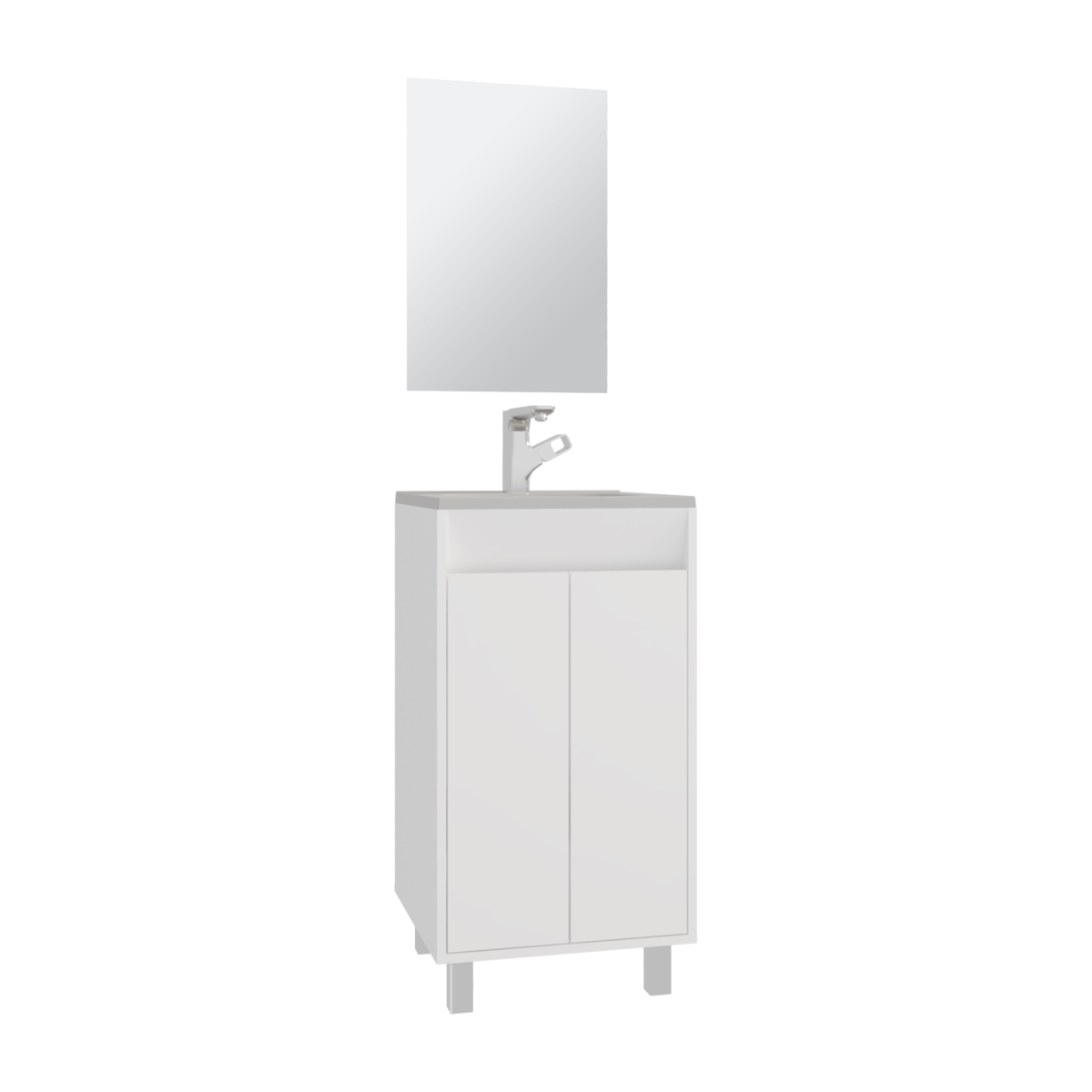 Picture of DEPOT E-SHOP DE-MLB11743 Ingold Bathroom Set&#44; Cabinet with Sink + Mirror&#44; 2 Doors&#44; 4 Legs&#44; 2 Shelves&#44; 1 Mirror&#44; White