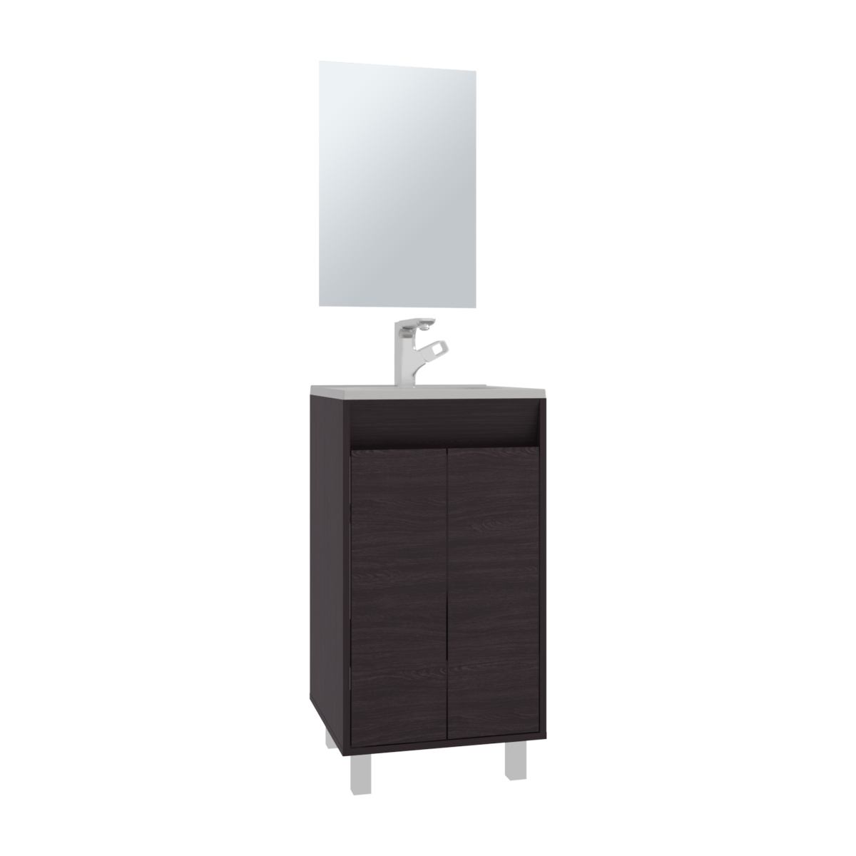 Picture of DEPOT E-SHOP DE-MLW11744 Ingold Bathroom Set&#44; Cabinet with Sink + Mirror&#44; 2 Doors&#44; 4 Legs&#44; 2 Shelves&#44; 1 Mirror&#44; Black Wengue