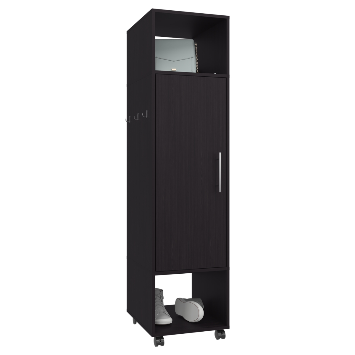Picture of DEPOT E-SHOP DE-CLW10845 Ambler Armoire with 1 Door&#44; 3 Shelves&#44; and Full-Length Mirror&#44; Black