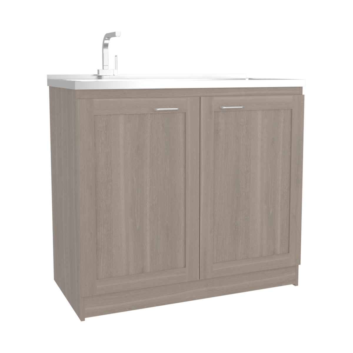 Picture of DEPOT E-SHOP DE-MLB11629 Bickleton Utility Sink Cabinet&#44; 2 Doors&#44; 2 Shelves&#44; White Oak