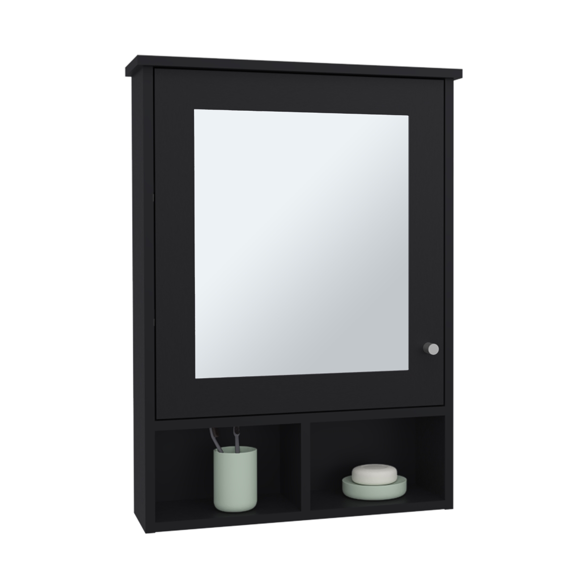 Picture of DEPOT E-SHOP DE-GLW11021 Anamoose Medicine Cabinet with 5 Shelves&#44; 1 Door&#44; and 1 Mirror&#44; Black Wengue