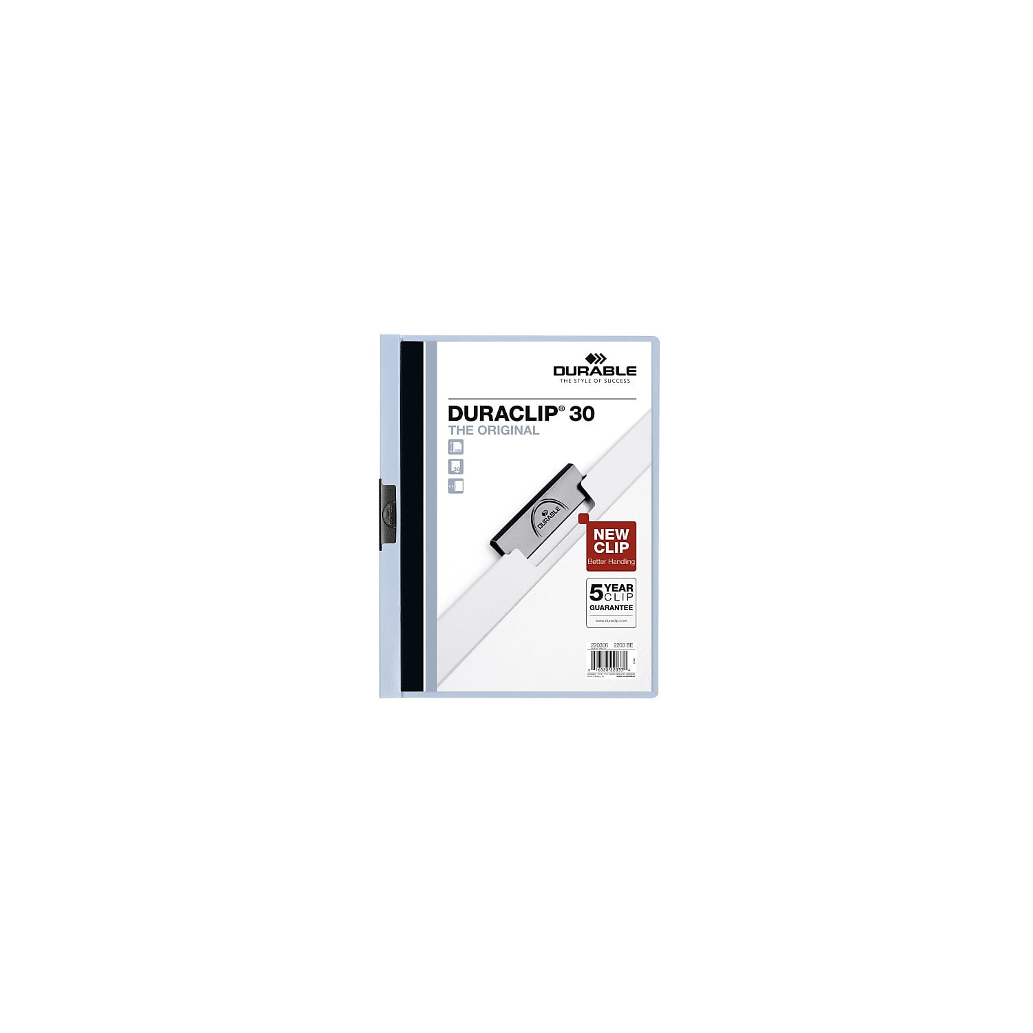220306 Duraclip Report Cover - 30 Sheet Capacity, Light Blue - Box of 25