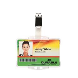 811819 Single Open-Style Id Card Holder with Strap Clip, Transparent - Box of 25