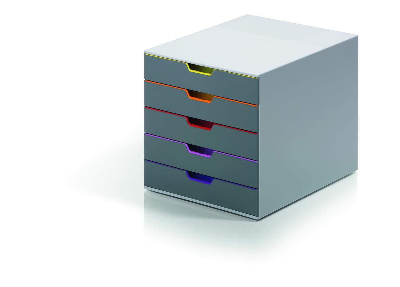 Varicolor 5 Drawer Desktop Storage Box, Gray & Multi Color