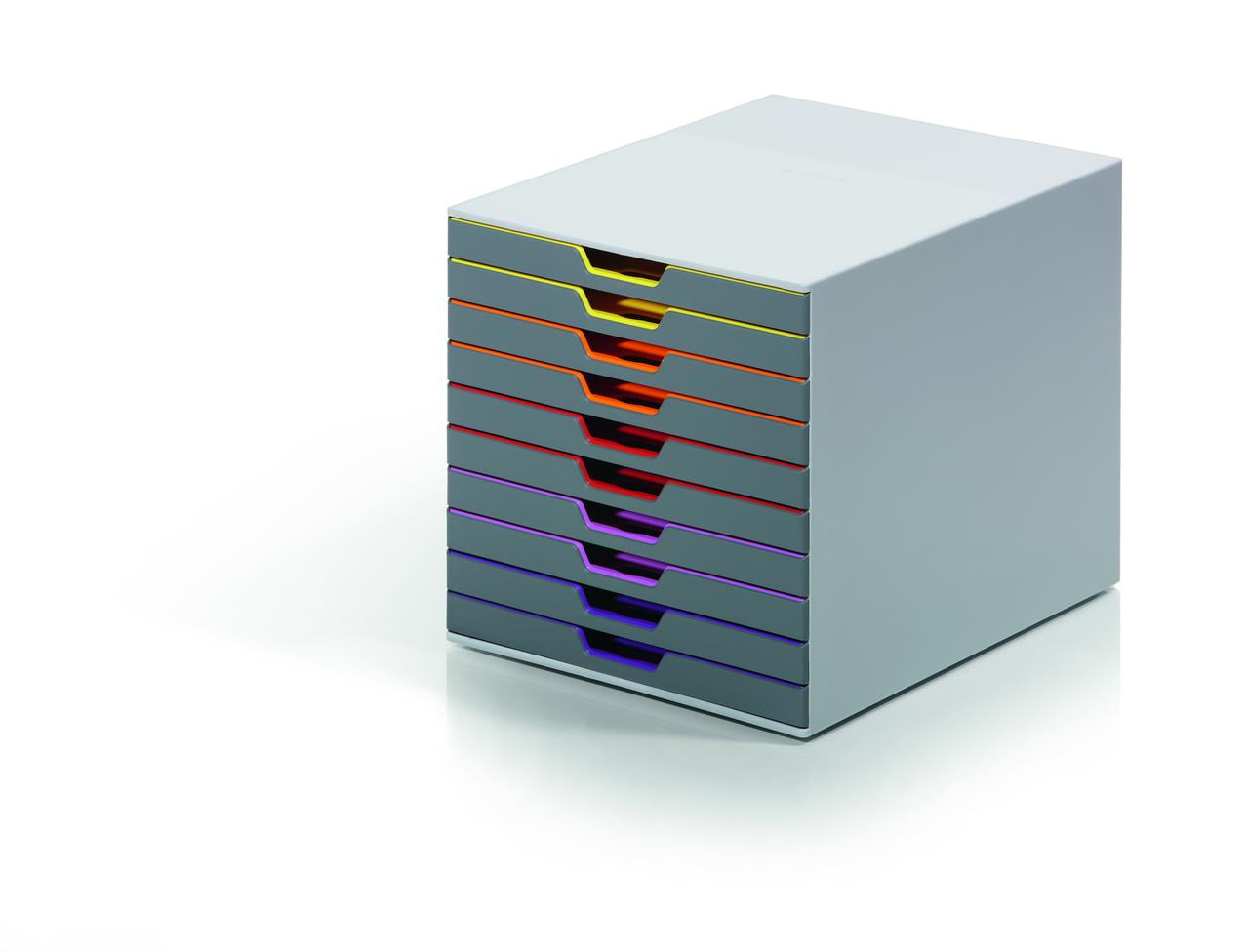 Varicolor 10 Drawer Desktop Storage Box, Gray & Multi Color