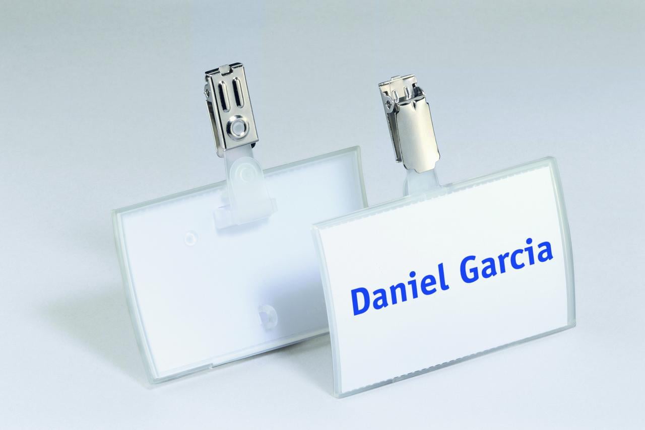 821619 Click Fold Name Badge with Strap Clip, Transparent - Box of 25