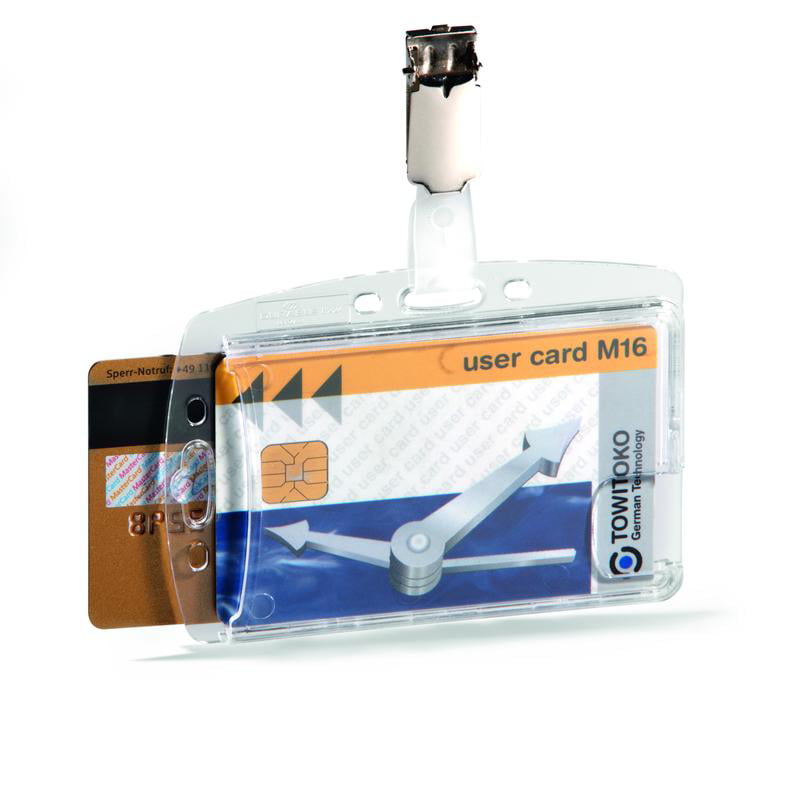 801319 Dual Shell-Style Id Card Holder with Strap Clip, Transparent - Box of 25
