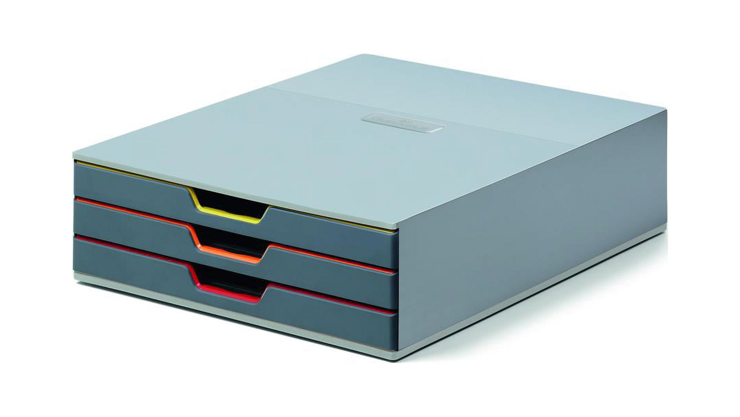 Varicolor 3 Drawer Desktop Storage Box, Gray & Multi Color