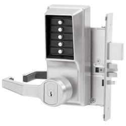 L8146C-26D Pushbutton Mortise Lock with Lever Corbin Core Override - Satin Chrome