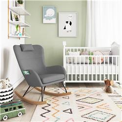 DE8944 Crossley Rocker Chair with Storage Pockets, Gray -  Baby Relax
