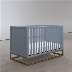 Picture of Little Seeds DA8028879LS 35.5 x 30 x 54 in. Haven 3-in-1 Convertible Wood Crib with Metal Base - Dove Gray & Gold Base