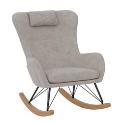 DE34491 Crossley Rocker Accent Chair with Storage Pockets, Beige -  Baby Relax