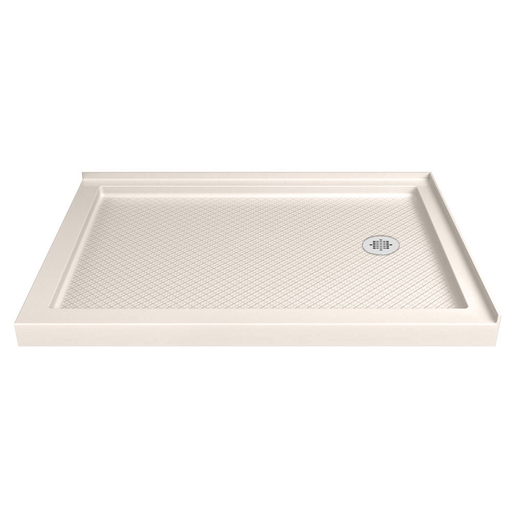 DLT-1036542-22 36 x 54 x 2.75 in. DreamLine SlimLine Right Drain Double Threshold Shower Base in Biscuit