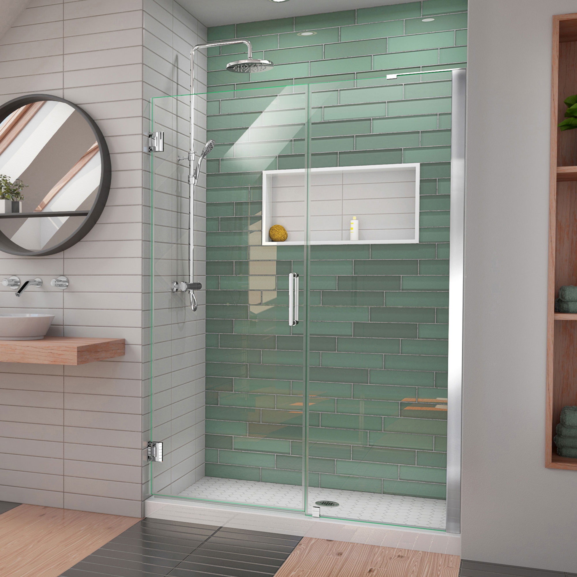 SHDR-2048723-01 48-49 x 72 in. DreamLine Unidoor-LS Frameless Hinged Shower Door with L-Bar in Chrome