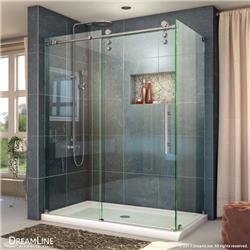 SHEN-6234600-07 34.5 x 60.37 in. Enigma-Z Fully Frameless Sliding Shower Enclosure - Brushed Stainless Steel