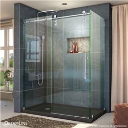 SHEN-6234600-08 34.5 x 60.37 in. Enigma-Z Fully Frameless Sliding Shower Enclosure - Polished Stainless Steel