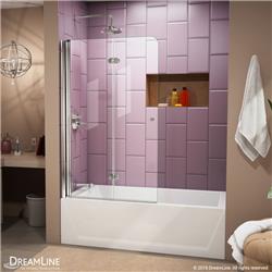 48 in. Aqua Ultra Frameless Hinged Tub Door - Chrome