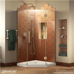 Picture of DreamLine DL-6060-04 34 in. Prism Plus Frameless Shower Enclosure - Brushed Nickel with White