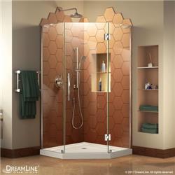 Picture of DreamLine DL-6062-22-01 38 in. Prism Plus Frameless Shower Enclosure - Chrome with Biscuit