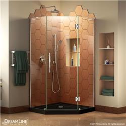 DL-6063-88-01 40 in. Prism Plus Frameless Shower Enclosure - Chrome with Black -  DreamLine