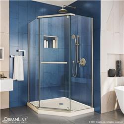Picture of DreamLine DL-6031-22-04 38 in. Prism Frameless Pivot Shower Enclosure & SlimLine - Biscuit