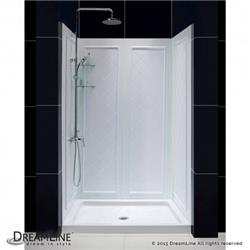 DL-6071C-01 48 x 34 in. Shower Base & QWALL-5 Shower Backwall Kit, White