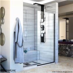 SHDR-3230721-09 72 x 30 in. Linea Single Panel Frameless Shower Screen, Open Entry Design - Satin Black