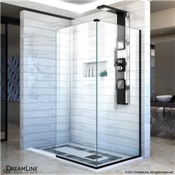 SHDR-3234303-09 72 x 30-34 in. Linea Two Adjacent Frameless Shower Screens, Open Entry Design - Satin Black