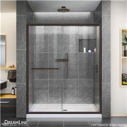 Picture of DreamLine SHDR-0954720-06 72 x 50-54 in. Infinity-Z Semi-Frameless Sliding Shower Door&#44; Clear Glass - Oil Rubbed Bronze