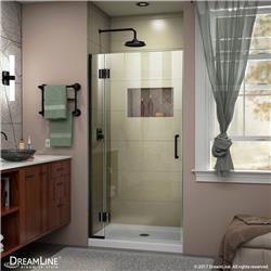 D12672-09 Unidoor-X 72 in. H x 32 in. W Frameless Hinged Shower Door, Satin Black
