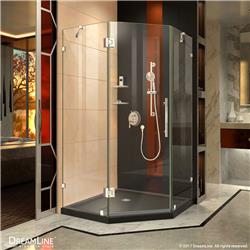 DL-6052-88-01 Prism Lux 40 x 40 in. Frameless Hinged Corner Shower Enclosure with Black Acrylic Base Kit, Chrome