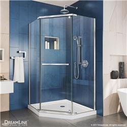 DL-6032-22-01 Prism 40 x 40 in. Frameless Pivot Corner Shower Enclosure with Biscuit Acrylic Base Kit, Chrome