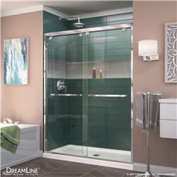 DL-7005C-01 Encore 60 in. W x 32 in. D Semi-Frameless Bypass Shower Door with Center Drain White Acrylic Base, Chrome